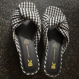 New BC Footwear Black and White Gingham Sandals